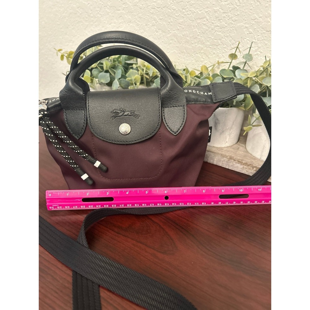 Longchamp Le Pilage Energy Extra Small Crossbody Bag Handle Tote Burgundy $250+ - Picture 5 of 8